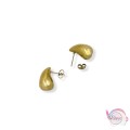 Ατσάλινα καρφωτά σκουλαρίκια, σταγόνα, χρυσά, 15mm, 1 ζεύγος Σκουλαρίκια