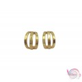 Ατσάλινα καρφωτά σκουλαρίκια, τριπλά,  χρυσό, 20mm, 1 ζεύγος Σκουλαρίκια