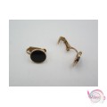 Ατσάλινα σκουλαρίκια, με κλιπς, ροζ χρυσό-μαύρο, 10mm, 1 ζευγάρι. Σκουλαρίκια
