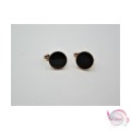 Ατσάλινα σκουλαρίκια, με κλιπς, ροζ χρυσό-μαύρο, 10mm, 1 ζευγάρι. Σκουλαρίκια