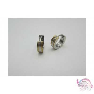 Ατσάλινα  σκουλαρίκια, κρίκος, ασημί, 13x4mm,1ζεύγος Ατσάλινα σκουλαρίκια
