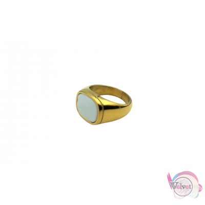 Ατσάλινο δαχτυλίδι, χρυσό-λευκό, 15mm, 1τμχ Δαχτυλίδια ανδρικά 