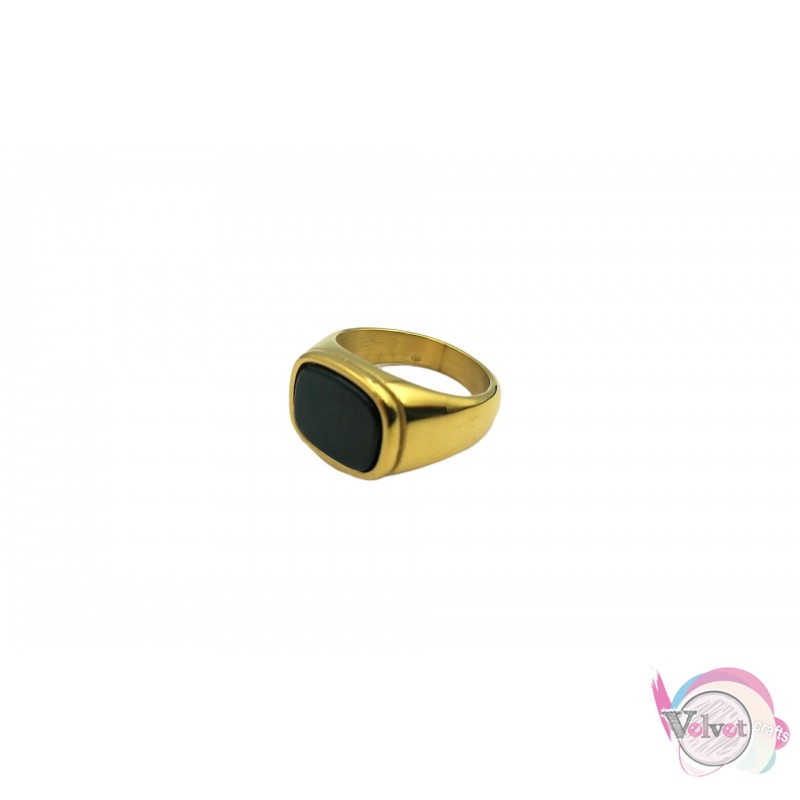 Ατσάλινο δαχτυλίδι, χρυσό-μαύρο, 15mm, 1τμχ Δαχτυλίδια ανδρικά 