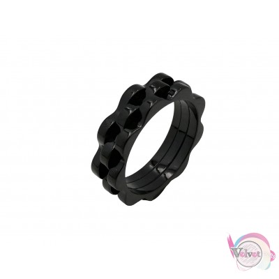 Ατσάλινο δαχτυλίδι, μαύρο, 7mm, 1τμχ Δαχτυλίδια ανδρικά 