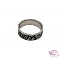 Ατσάλινο δαχτυλίδι, με μαύρο σμάλτο, μαίανδρος, ασημί, 8mm, 1τμχ Δαχτυλίδια ανδρικά 