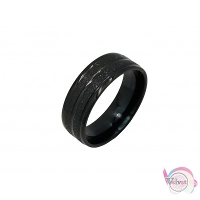 Ατσάλινο δαχτυλίδι, με stardust, μαύρο, 18mm, 1τμχ Δαχτυλίδια ανδρικά 