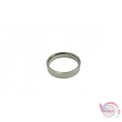 Ατσάλινο δαχτυλίδι, βεράκι, ασημί, 5mm, 1τμχ Δαχτυλίδια ανδρικά 