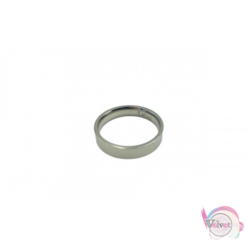Ατσάλινο δαχτυλίδι, βεράκι, ασημί, 5mm, 1τμχ Δαχτυλίδια ανδρικά 