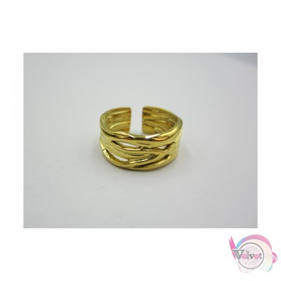 Ατσάλινο δαχτυλίδι, Χρυσό, 20x10mm, 1τμχ Aτσάλινα γυναικεία δαχτυλίδια