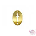 Μεταλλικός σταυρός, σύνδεσμος, οβάλ, χρυσό, 20mm, 10τμχ Διάφορα Links
