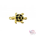 Μεταλλικός σύνδεσμος, χελώνα με μαύρο σμάλτο, χρυσό, 24mm, 5τμχ Links με σμάλτο