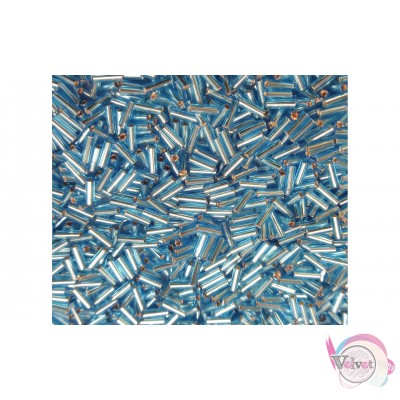 Μακαρονάκι, γαλάζιο-ασημί, ~6mm, 100γραμμάρια Μακαρονάκι