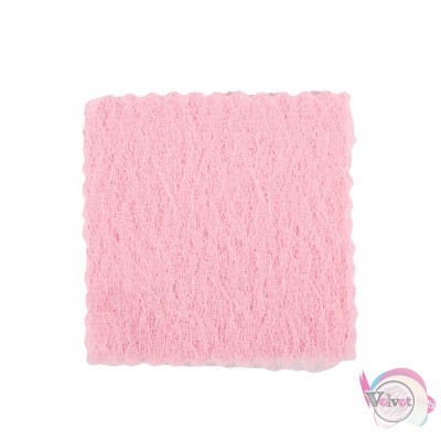 Tulle lace, square, pink, 14x14cm, 100pcs. Tulle