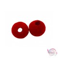 Βελούδινες χάντρες, κόκκινες, 10mm, 40τμχ. Υφασμάτινες-Μάλλινες
