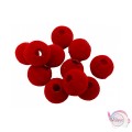 Βελούδινες χάντρες, κόκκινες, 12mm, 50τμχ. Υφασμάτινες-Μάλλινες