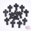 Ξύλινος σταυρός κρεμαστός, μαύρο, 21~22mm, 25τμχ. Ξύλινα στοιχεία