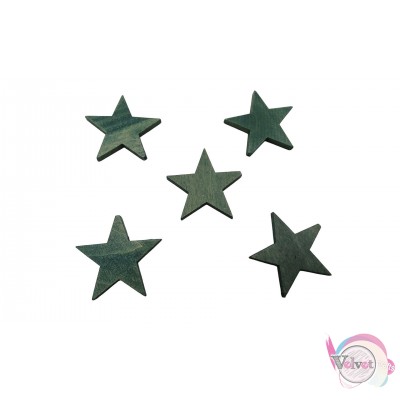 Αστέρια ξύλινα, μισότρυπα, πράσινο-γκρι, 36x38mm, 10τμχ. Ξύλο