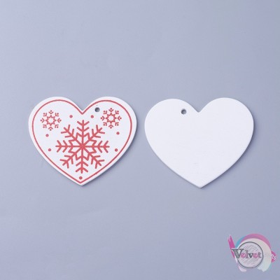 Ξύλινη καρδιά, λευκή, 51x62mm,  10τμχ. Ξύλο