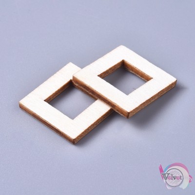 Ξύλινοι κρίκοι, τετράγωνο, φυσικό, 20x2.5mm,  50τμχ. Ξύλο