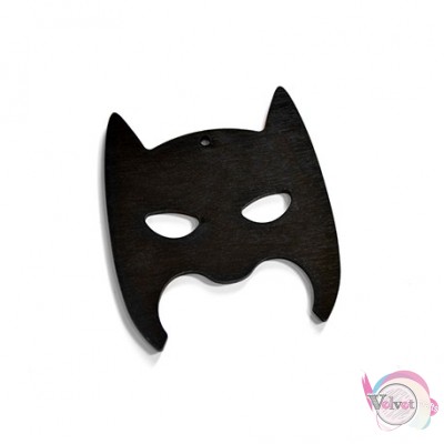 Ξύλινο στοιχείο, κρεμαστό, μάσκα Batman, 6x6.5cm, 2τμχ. Ξύλινα στοιχεία