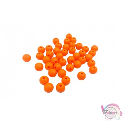 Χάντρες ακρυλικές, πορτοκαλί, 10mm, 100τμχ. Ακρυλικές χάντρες