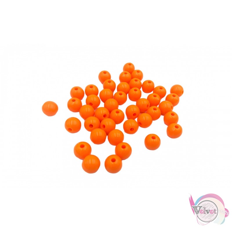 Χάντρες ακρυλικές, πορτοκαλί, 10mm, 100τμχ. Ακρυλικές χάντρες