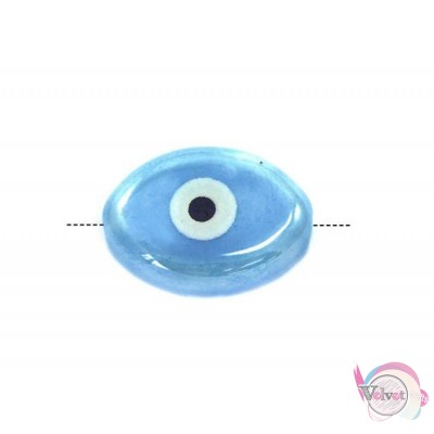 Κεραμική χάντρα, μάτι, γαλάζιο, 12x16mm, 5τμχ Κεραμικές χάντρες