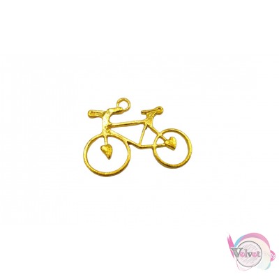 Μεταλλικό στοιχείο, κρεμαστό, ποδήλατο, χρυσό, 31mm, 20τμχ. Οχήματα