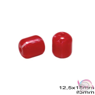 Χάντρες για μπεγλέρι-κομπολόι, κόκκινο, 12.5x15mm, 25τμχ. Χάντρες για κομπολόι