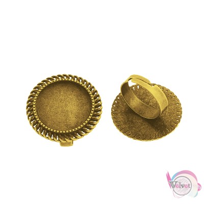 Δαχτυλίδι για υγρό γυαλί, χρυσό αντικέ, 28mm,  5τμχ. Δαχτυλίδια