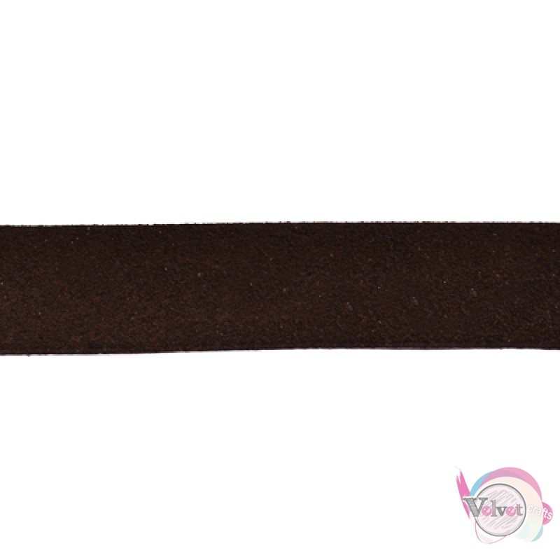 Κορδόνι σουέτ, πλακέ, καφέ σκούρο, 20x1.5mm, ~1μέτρο Suede