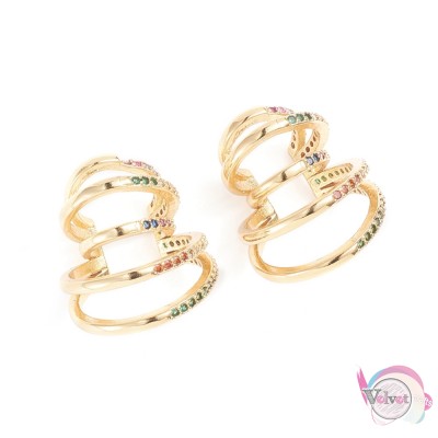 Σκουλαρίκια cuff earrings με ζιργκόν, χρυσά, 20mm, 1τμχ. Ear cuffs
