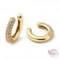 Σκουλαρίκια cuff earrings με ζιργκόν c-shape, χρυσά, 14mm, 1ζεύγος Ear cuffs