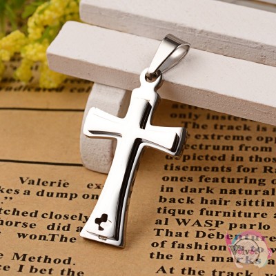 Ατσάλινος σταυρός, κρεμαστός, ασημί, 35mm, 1τμχ. Μονόχρωμοι Σταυροί