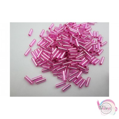 Μακαρονάκι, ροζ-ασημί, 6mm, 100γραμμάρια Μακαρονάκι